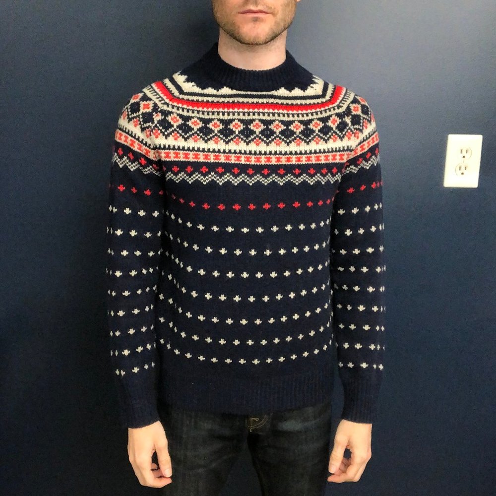J Crew geometric lambswool crewneck sweater